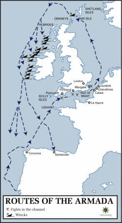 Route taken by the Spanish Armada