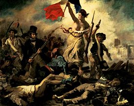 Eug�ne Delacroix's Liberty Leading the People, symbolising French nationalism during the July Revolution  1830. Marianne is a symbol for France today.