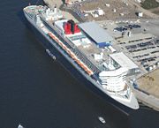 The Queen Mary 2 in Hamburg Harbour