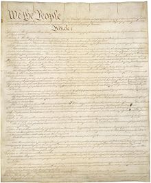 Page one of the original copy of the Constitution