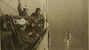 View from a French dirigible approaching a ship in 1918.