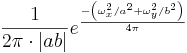 \frac{1}{2\pi\cdot|ab|} e^{\frac{-\left(\omega_x^2/a^2 + \omega_y^2/b^2\right)}{4\pi}}