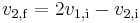 v_{2,\mathrm{f}}=2v_{1,\mathrm{i}}-v_{2,\mathrm{i}}