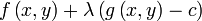 f\left( x, y \right) + \lambda\left(  g\left( x, y \right) - c \right)
