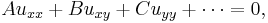 Au_{xx} + Bu_{xy} + Cu_{yy} + \cdots = 0,