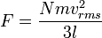 F = \frac{Nmv_{rms}^2}{3l}