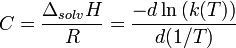  C = \frac{\Delta_{solv}H}{R} = \frac{-d \ln\left(k(T)\right)}{d(1/T)}