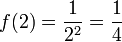 f(2)=\frac{1}{2^2}=\frac{1}{4}