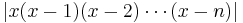 |x(x-1)(x-2)\cdots(x-n)|