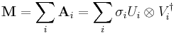 \mathbf{M} = \sum_i \mathbf{A}_i = \sum_i \sigma_i U_i \otimes V_i ^ \dagger