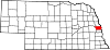 Map of Nebraska highlighting Douglas County