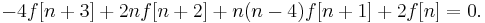 -4f[n+3] +2nf[n+2] + n(n-4)f[n+1] +2f[n] = 0.\,