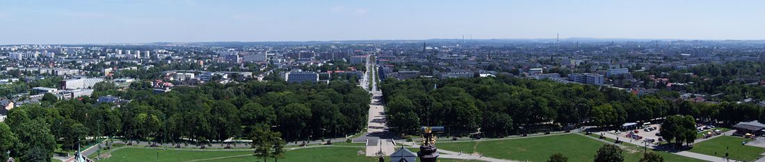 Panorama of Częstochowa. View from tower in Jasna Góra monastery