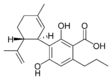 Chemical structure of cannabidivarinic acid.