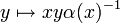 y \mapsto x y \alpha(x)^{-1}