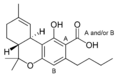 Chemical structure of Δ9-tetrahydrocannabinolic acid-C4