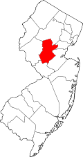 Map of New Jersey highlighting Somerset County