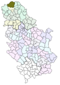 Location of Subotica within Serbia