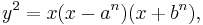 y^2 = x(x-a^n)(x+b^n),