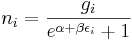 
n_i = \frac{g_i}{e^{\alpha+\beta \epsilon_i}+1} 
