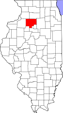 Map of Illinois highlighting Bureau County