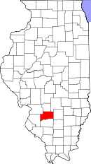 Map of Illinois highlighting Clinton County