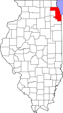 Map of Illinois highlighting Cook County