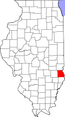 Map of Illinois highlighting Crawford County