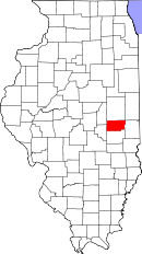 Map of Illinois highlighting Douglas County