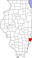 Map of Illinois highlighting Lawrence County