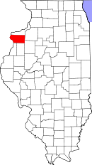 Map of Illinois highlighting Mercer County