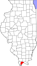 Map of Illinois highlighting Pulaski County