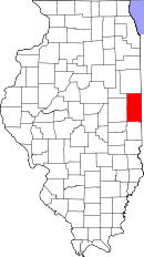 Map of Illinois highlighting Vermilion County