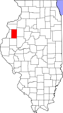 Map of Illinois highlighting Warren County