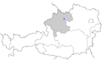 Map of Austria, position of Linz highlighted