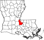 State map highlighting Pointe Coupee Parish