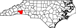 State map highlighting Rutherford County