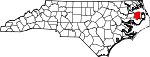 State map highlighting Tyrrell County