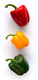 Red, yellow and green pepper