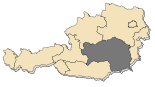 Map of Austria, location of Styria highlighted