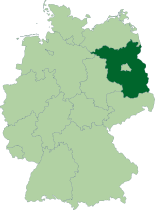 Map of Germany, location of Brandenburg highlighted