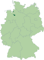 Map of Germany, location of Bremen (state) highlighted