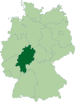 Map of Germany, location of Hesse highlighted