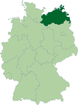 Map of Germany, location of Mecklenburg-Vorpommern highlighted