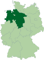 Map of Germany, location of Lower Saxony highlighted