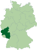 Map of Germany, location of Rhineland-Palatinate highlighted