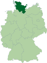 Map of Germany, location of Schleswig-Holstein highlighted