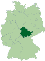 Map of Germany, location of Thuringia highlighted