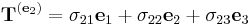 \ \mathbf{T}^{(\mathbf{e}_2)}= \sigma_{21} \mathbf{e}_1 + \sigma_{22} \mathbf{e}_2 + \sigma_{23} \mathbf{e}_3 \,