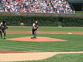 Throwing ceremonial first pitch